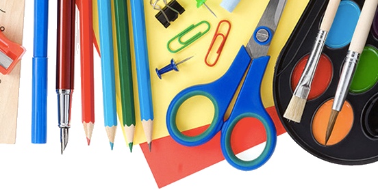 scissors, pencils, and miscellaneous art supplies